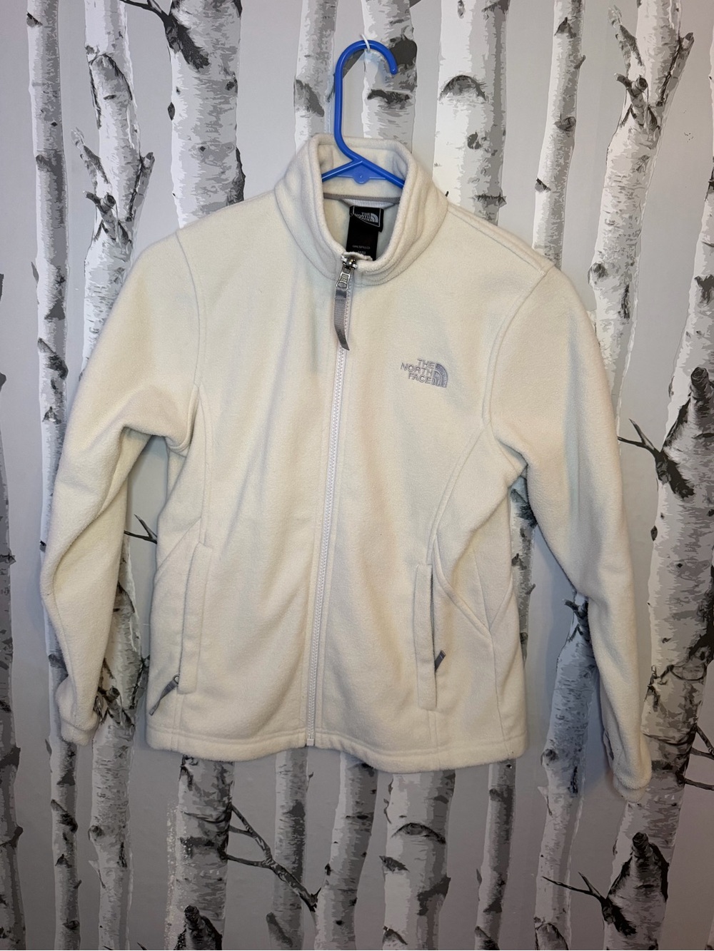 Girls Cream North Face Zip Up Fleece Jacket